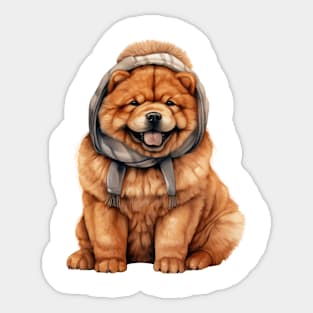 Winter Chow Chow Dog Sticker